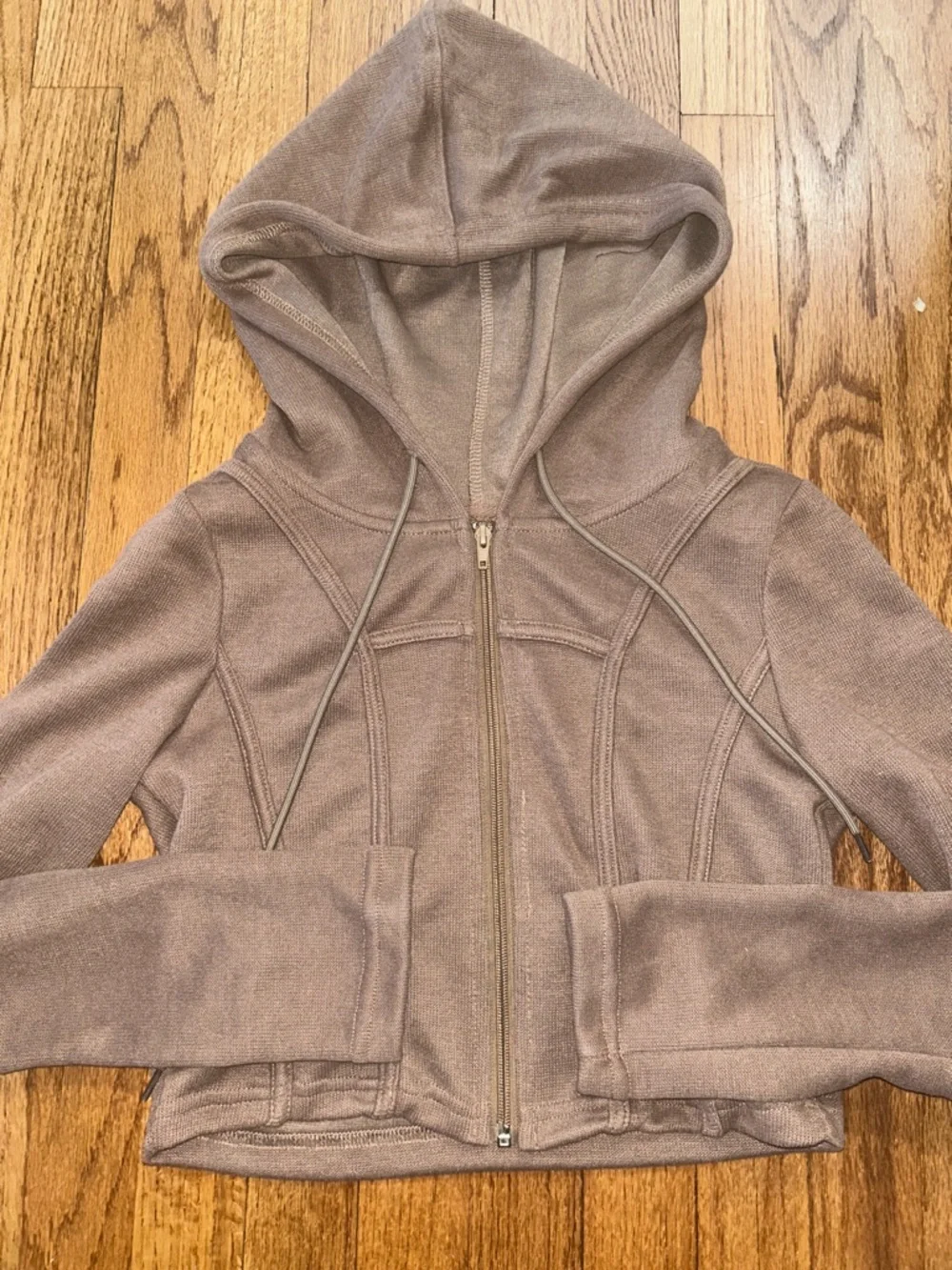 Womens Zip-Up Hooded Jacket in Taupe Medium- Dazy